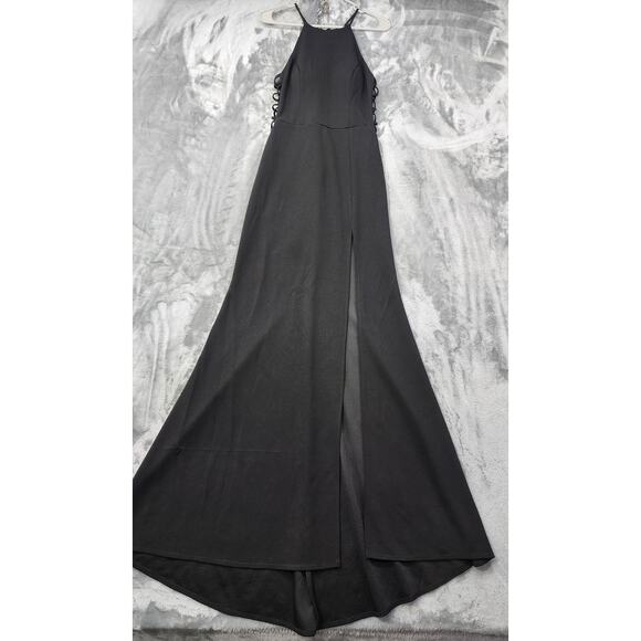 Vintage B. Smart Dress Womens 9 Juniors Black Halter Strappy Side Cutout Gown - Picture 3 of 14